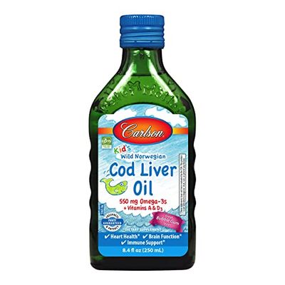 Carlson - Cod Liver Oil, Omega-3s EPA &amp; DHA, Heart, Brain, Vision &amp; Joint Health, Norwegian, Fruit Splash, 250 ml