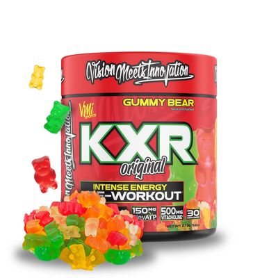 K-XR Pre-Workout Energy Powder | Intense Energy Pre-Workout Drink for Men and Women| Creatine Free | Improves Performance - Enhanced Focus &amp; Increased Endurance | 30 Servings (Gummy Bear)