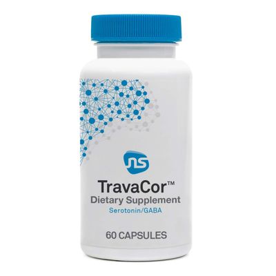 NeuroScience TravaCor - Stress &amp; Mood Support Supplement to Support Calm &amp; Reduce Worrying - Vitamin C, Vitamin B12, L Theanine, Vitamin B6 &amp; 5 HTP - GABA Neurotransmitter Supplement (60 Capsules)