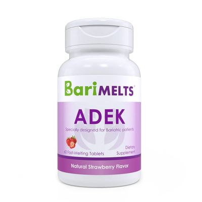 BariMelts ADEK - 1 Month Supply (60 Fast-Dissolving Tablets) - Post-Op Bariatric Vitamins with Vitamin A, Vitamin D, Vitamin E and Vitamin K
