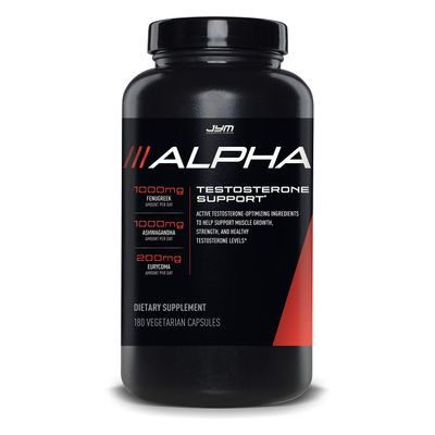 Alpha JYM Testosterone Support | Male Vitality, Hormone Optimization, Ashwagandha, Fenugreek, Eurycoma, Damiana, Quercetin, DIM | JYM Supplemental Science | 180 Vegetarian capsules