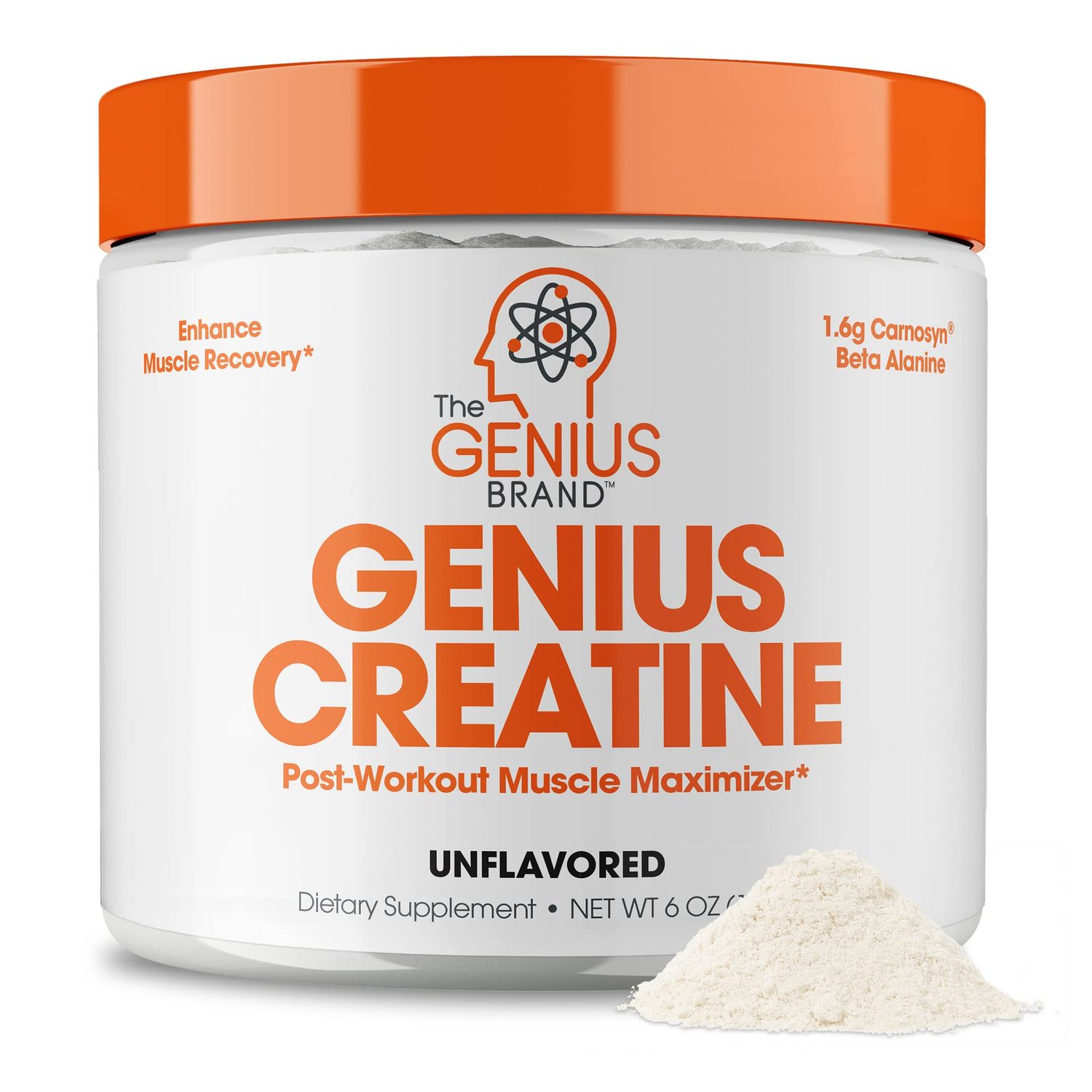 Genius Micronized Creatine Monohydrate Powder, Post Workout Supplement, Unflavored - 100% Naturally Flavored &amp; Sweetened - Supports Muscle Building, Cellular Energy &amp; Cognitive Function - 170g