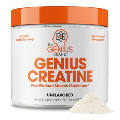 Genius Micronized Creatine Monohydrate Powder, Post Workout Supplement, Unflavored - 100% Naturally Flavored &amp; Sweetened - Supports Muscle Building, Cellular Energy &amp; Cognitive Function - 170g