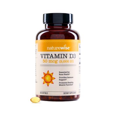 NatureWise Vitamin D3 2000iu (50 mcg) Healthy Muscle Function, and Immune Support, Non-GMO, Gluten Free in Cold-Pressed Olive Oil, Packaging Vary ( Mini Softgel), 360 Count(Pack of 1)