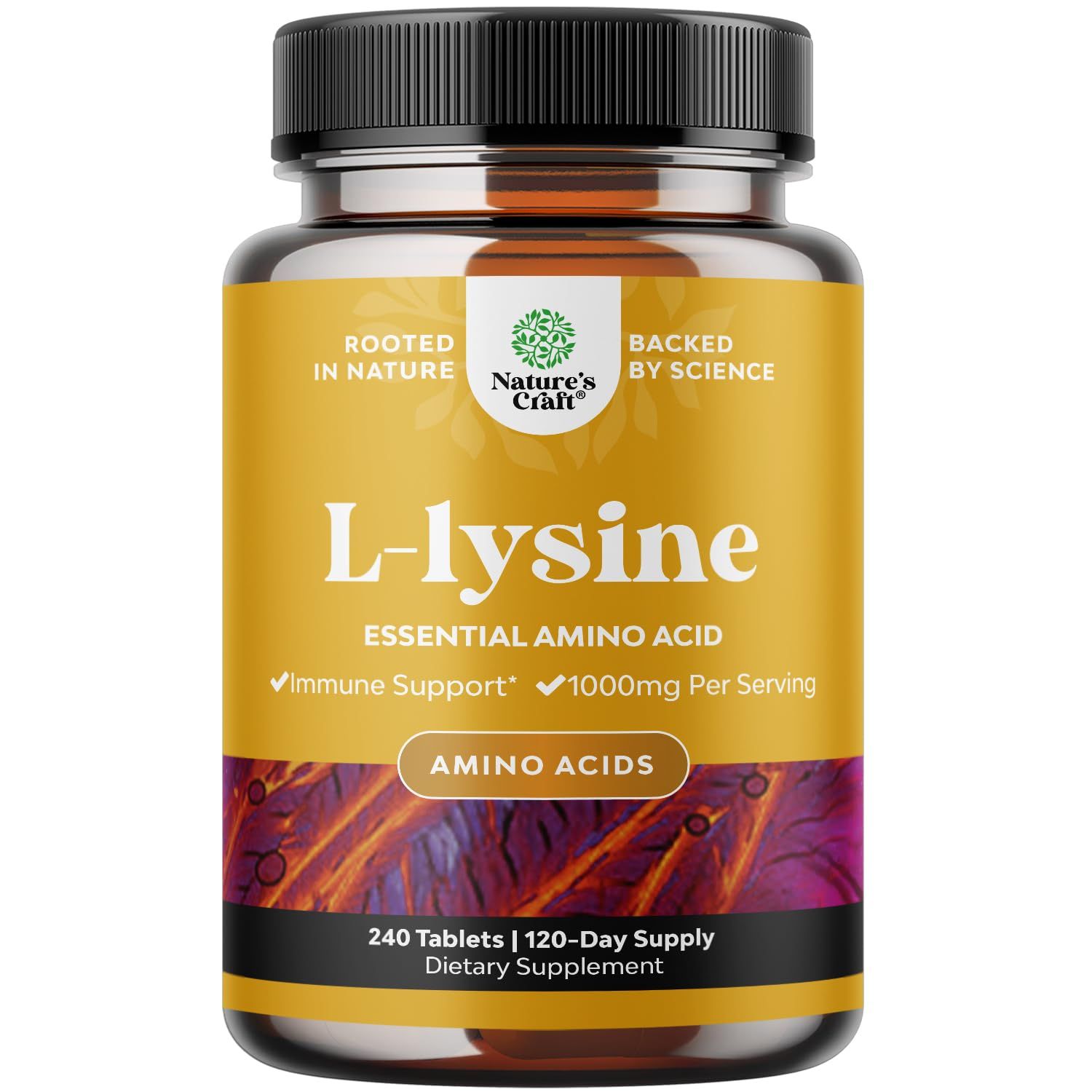 L Lysine 1000mg per serving Nutritional Supplements - L-lysine Essential Amino Acids for Eye Health Lip Care Bone Support Immune System Support Muscle Growth and Vegetarian Collagen - 240 Tablets