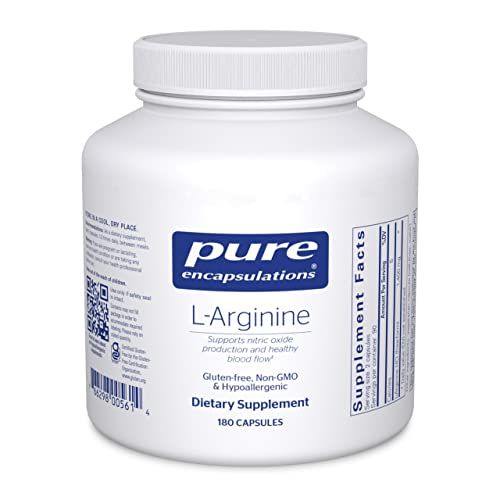 Pure Encapsulations L-Arginine - 1,400 mg - Support Nitric Oxide Production - Heart Health &amp; Blood Flow - Gluten Free &amp; Non-GMO - 180 Capsules