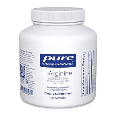 Pure Encapsulations L-Arginine - 1,400 mg - Support Nitric Oxide Production - Heart Health &amp; Blood Flow - Gluten Free &amp; Non-GMO - 180 Capsules