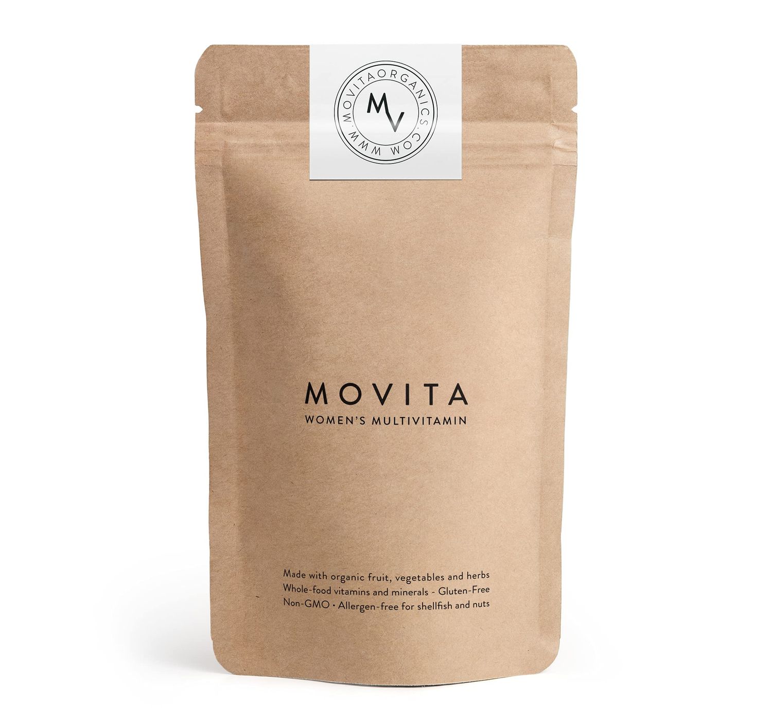 Movita Womens Daily Multivitamin - Organic Fermented Whole Foods for Enhanced Energy, Immunity &amp; Vitality - Vegan, Gluten-Free, Non-GMO - 30-Day Supply (Eco-Friendly Refill Pouch)