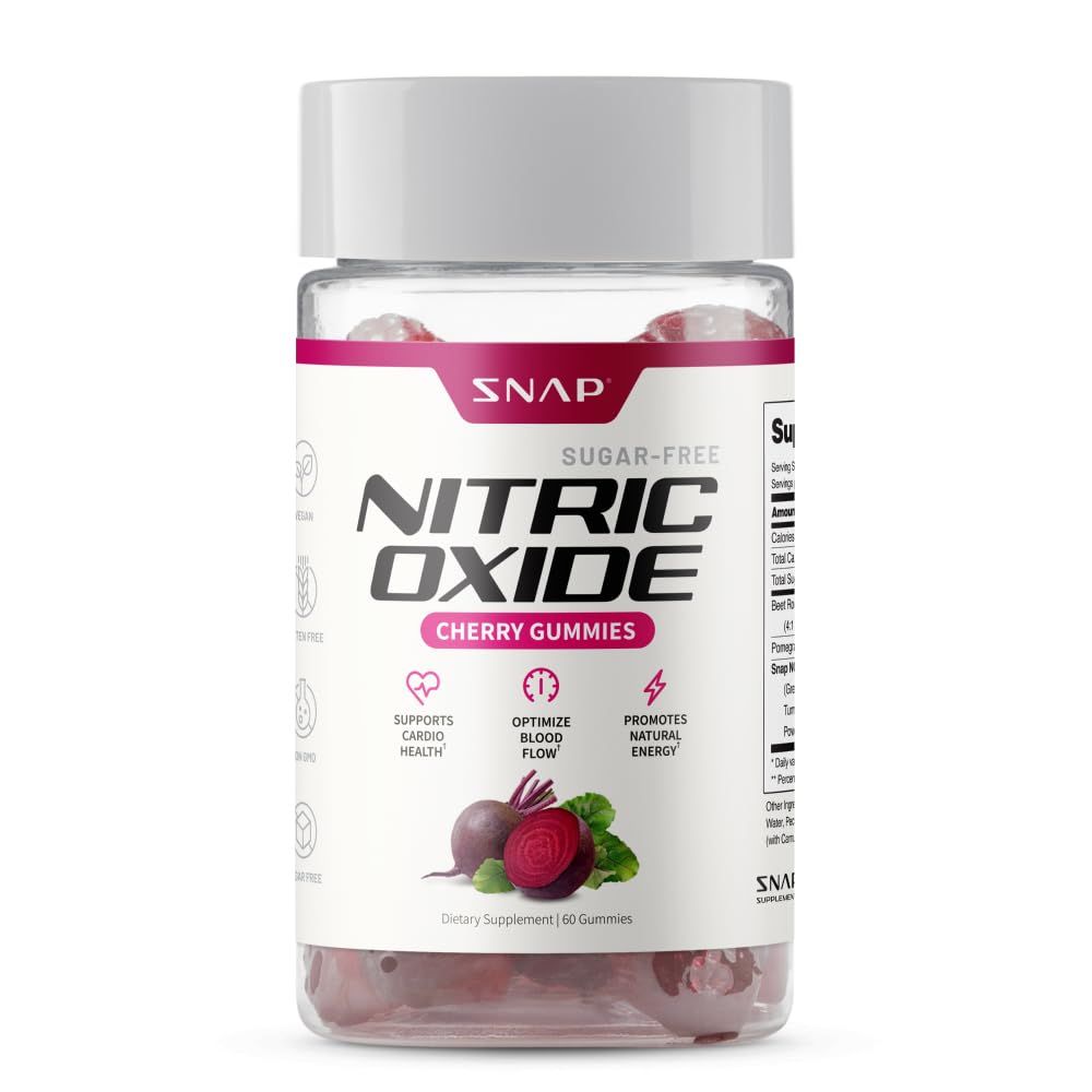 Snap Supplements Nitric Oxide Beet Root Gummies - Support Healthy Blood Circulation, 60 Gummies