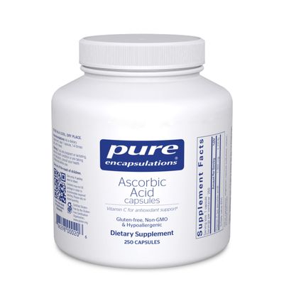 Pure Encapsulations Ascorbic Acid Capsules - 1,000 mg Vitamin C - Antioxidant &amp; Immune Support* - High-Potency Vitamin C - Vegan &amp; Non-GMO - 250 Capsules