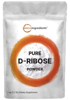 Pure D Ribose Powder, 1 KG (2.2 Pound &amp; 200 Servings) - Hair Support Supplement, Natural Simple Sugar, Dissolves Clear, Pharmaceutical Grade - Filler Free, No GMOs, No Gluten &amp; Water Soluble