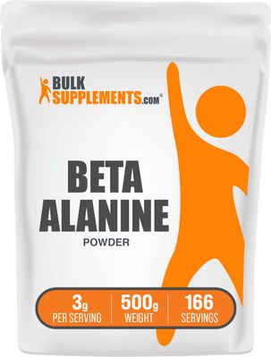 BulkSupplements.com Beta Alanine Powder - Beta Alanine Supplement, Beta Alanine Pre Workout, Beta Alanine 3000mg - Unflavored &amp; Gluten Free, 3g per Serving, 500g (1.1 lbs) (Pack of 1)