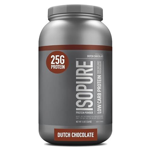 Isopure Dutch Chocolate Whey Isolate Protein Powder with Vitamin C &amp; Zinc for Immune Support, 25g Protein, Low Carb &amp; Keto Friendly, 41 Servings, 3 Pounds (Pack of 1) (Packaging May Vary)