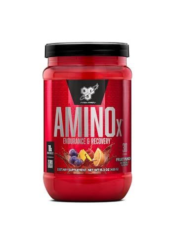 BSN Amino X Muscle Recovery &amp; Endurance Powder with BCAAs, Intra Workout Support, 10 Grams of Amino Acids, Keto Friendly, Caffeine Free, Flavor: Fruit Punch, 30 servings (Packaging May Vary)