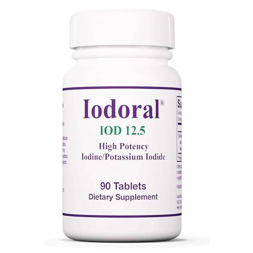 Optimox Iodoral 12.5mg Supplement - Iodine for Thyroid Support, Potassium Iodide Tablets, Lugol Solution, Daily Vitamins &amp; Minerals - 90 Count