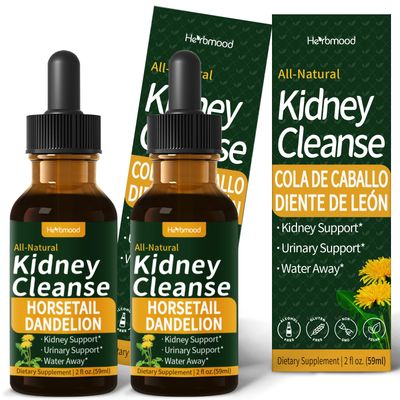 Herbmood Kidney Cleanse Drops, Diente de Leon y Chanca Piedra for Kidney Stone, Cola de Caballo for Water Away &amp; Edema Relief. Nature Herbal Extract Liquid for Kidney Cleanse Detox &amp; Repair. 4oz