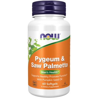 NOW Foods Supplements, Pygeum &amp; Saw Palmetto with Pumpkin Seed Oil, Men&#39;s Health*, 60 Softgels