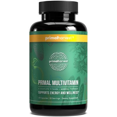 Primal Harvest Primal Multivitamin - Daily Multi-Vitamin Supplement with 21 Essential Vitamins &amp; Minerals for Women &amp; Men - Vitamin A, C, D, E, B12, B6, Biotin, Folic Acid, Zinc, Copper &amp; Selenium