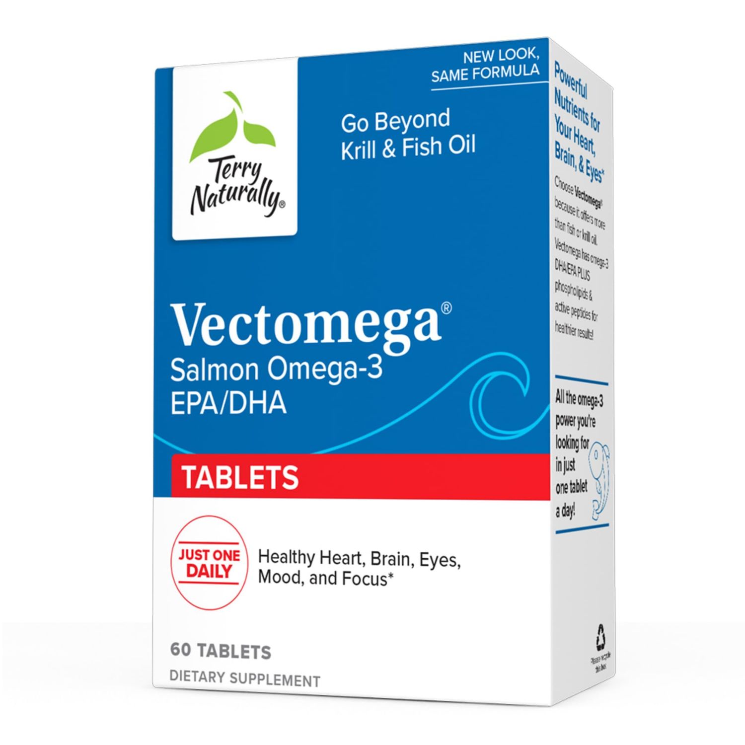 Terry Naturally Vectomega - 60 Tablets - Omega-3 from Salmon, Including EPA &amp; DHA - Non-GMO, Gluten Free - 60 Servings