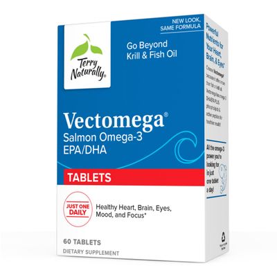 Terry Naturally Vectomega - 60 Tablets - Omega-3 from Salmon, Including EPA &amp; DHA - Non-GMO, Gluten Free - 60 Servings