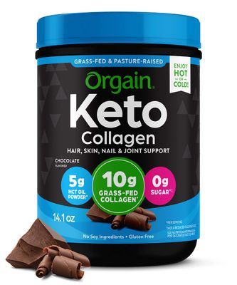 Orgain Keto Collagen Protein Powder, Chocolate - 10g Grass Fed Hydrolyzed Collagen Peptides for Women &amp; Men, Type I &amp; III, 5g MCT Oil - Hair, Skin, Nail, &amp; Joint Support, Non-GMO, Gluten Free - 0.88lb