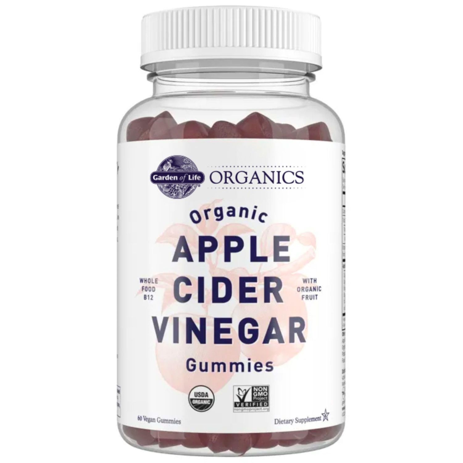 Garden of Life Apple Cider Vinegar Gummies USDA Organic ACV Gummy Vitamins Made with Real Fruit Blend, Whole Food Vitamin B12 - Vegan, Gluten Free, Non-GMO, Kosher - 60 Gummie