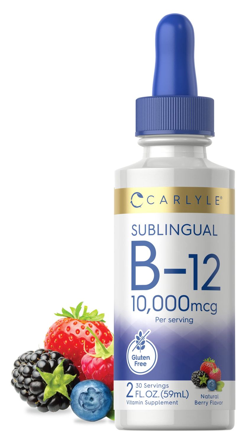 Carlyle Vitamin B12 Sublingual | 10,000mcg | 2 fl oz | Vegetarian, Non-GMO, Gluten Free Liquid Drops