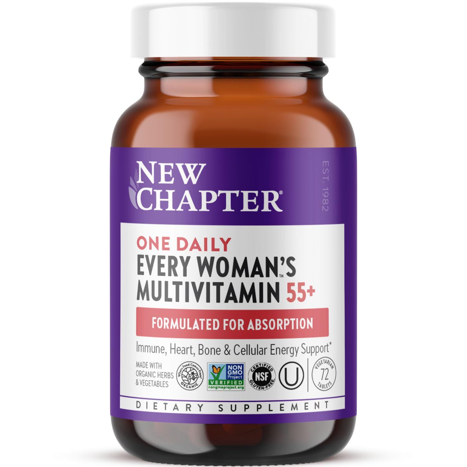 New Chapter Women&#39;s Multivitamin 50 Plus for Cellular Energy, Heart &amp; Immune Support with 20+ Nutrients + Astaxanthin - Every Woman&#39;s One Daily 55+, Gentle on The Stomach, 72 Count