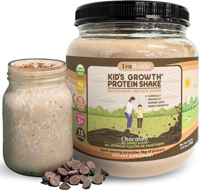TruHeight Growth Protein Shake (Chocolate, Whey) Natural Growth &amp; Development Protein Powder for Kids &amp; Teens - Endorsed by Pediatricians - Key Vitamins &amp; Minerals with No Added Sugar - Ages 5+