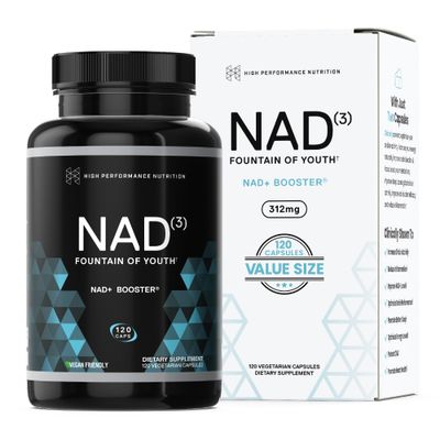 HPN Supplements NAD3 NAD+ Booster | Size 2 Month Supply | Clinically Proven &amp; Independently Tested - Metabolic Repair | 312 mg/ Serving - 120 Capsules