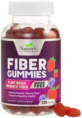 Sugar Free Fiber Gummies for Adults, Daily Prebiotic Natural Soluble Fiber Supplement &amp; Digestive Health Support - Regularity &amp; Digestion Health Support, Plant Based Berry Flavor - 120 Gummies