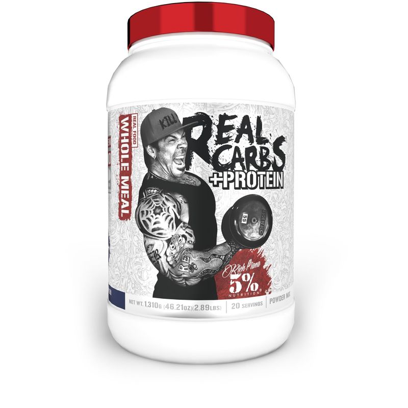 5% Nutrition Rich Piana Real Carbs + Protein | Clean Mass Gainer Protein Powder | Real Food Carbohydrate Fuel for Pre Workout/Post-Workout Recovery Meal | 2.89 lb, 20 Srvgs (Blueberry Cobbler)