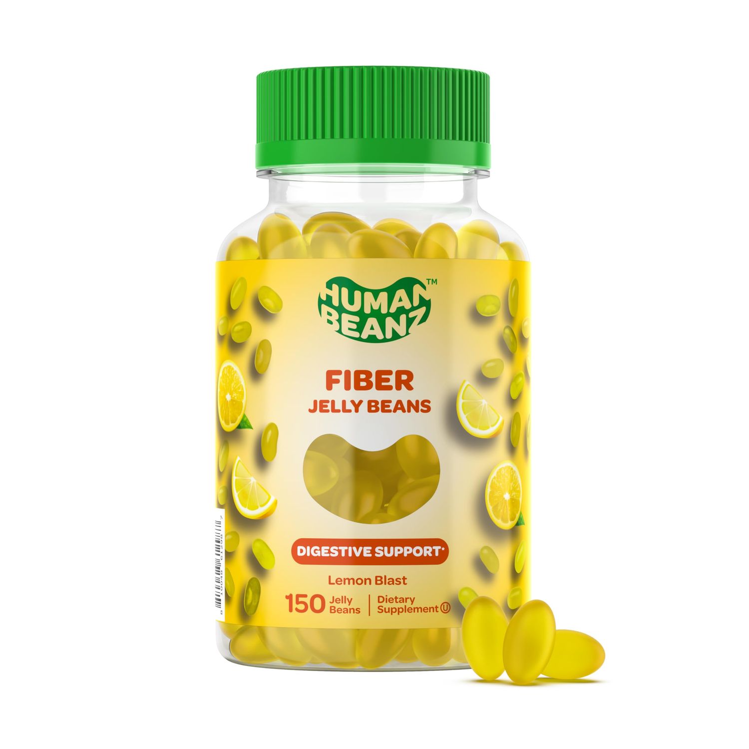 Human Beanz Fiber Jelly Bean Gummies for Adults, Fiber Supplement for Digestive Health, Vegetarian Fiber Gummy, 150 Jellybeans