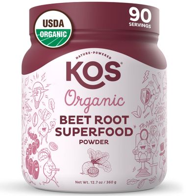 KOS Organic Beet Root Powder - USDA Certified, Non-GMO, Gluten &amp; Soy Free - 90 Servings