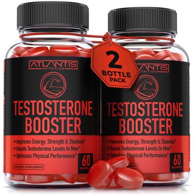 Testosterone Booster For Men Gummies - Enhances Strength &amp; Stamina - Optimizes Physical Performance &amp; Male Enhancement - Made With Tribulus, Horny Goat Weed, Maca Root &amp; More. 2-Pack (120 Gummies)