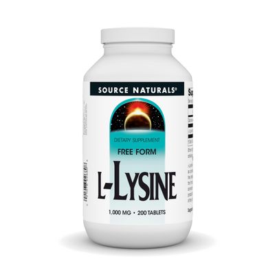 Source Naturals L-Lysine Free Form, 1000 mg - Amino Acid Supplement Supports Energy Formation &amp; Collagen - 200 Tablets