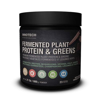 Innotech Nutrition Solutions Fermented Plant Protein &amp; Greens Chocolate Lightly Sweetened - 600 g