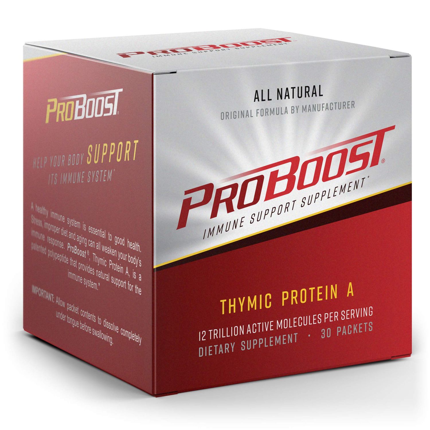 ProBoost Thymic Protein A Powder Packets (4 McG TPA) - Immune System Support Supplement - All Natural, Non-GMO Formula - 30 Packets