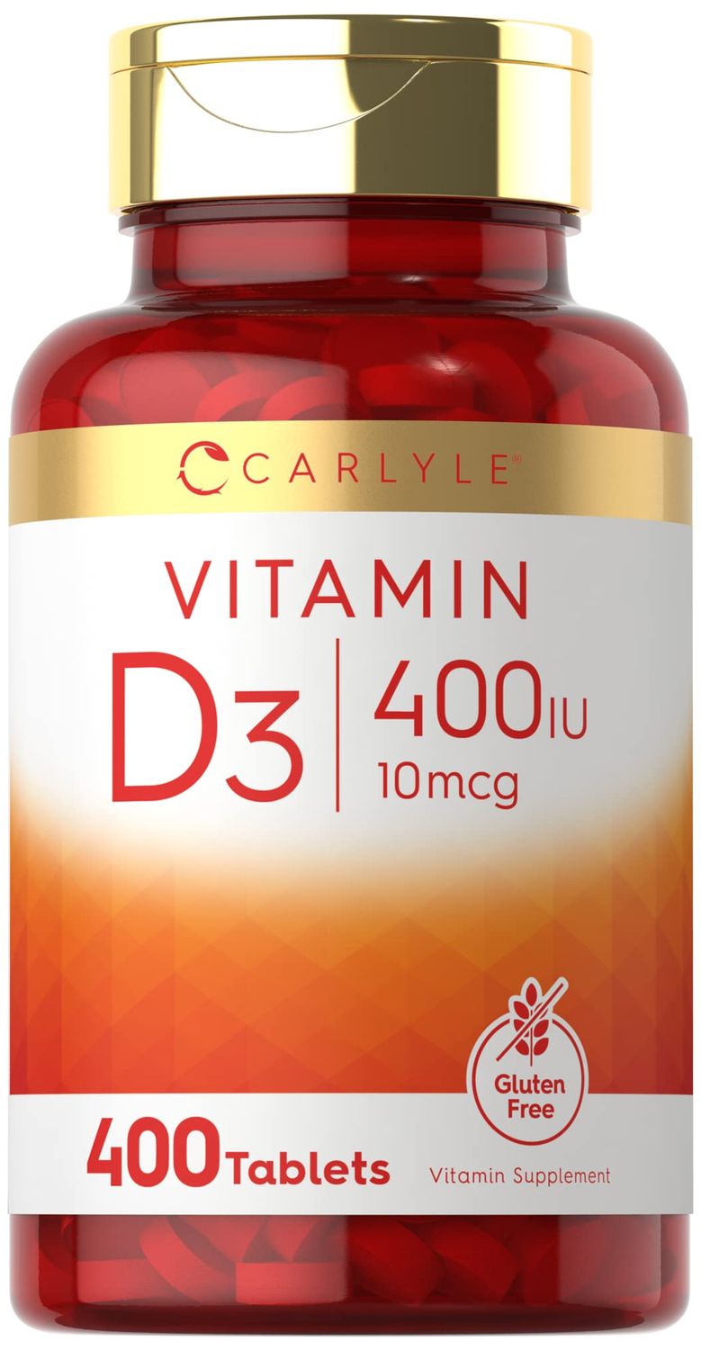 Carlyle Vitamin D3 | 400iu (10mcg) | 400 Tablets | Value Size | Vegetarian, Non-GMO, and Gluten Free Formula | Vitamin D Supplement