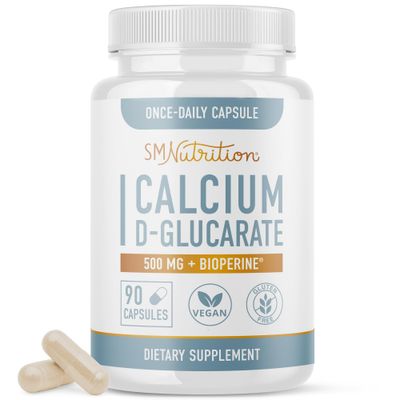 Calcium D-Glucarate | 500mg | CDG for Liver Detox &amp; Cleanse, Hormone Balance, Metabolism &amp; Menopause Support | Calcium Supplement | Vegan, Non-GMO, Calcium D Glucarate 500mg | 90 Ct. (3-Month Supply)