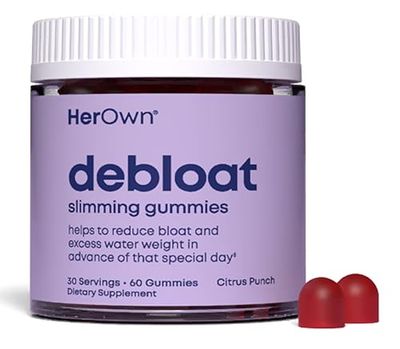 her own Debloat Gummy, Bloating and Gas Relief, Helps Reduce Water Retention, Supports Energy, with Apple Cider Vinegar and Dandelion, Gluten and Soy Free, Vegan, 60 Gummies, 60 Servings