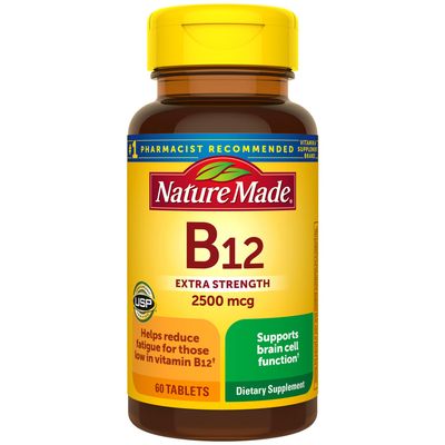Nature Made Extra Strength Vitamin B12 2500 mcg, Dietary Supplement for Energy Metabolism Support, 60 Tablets, 60 Day Supply