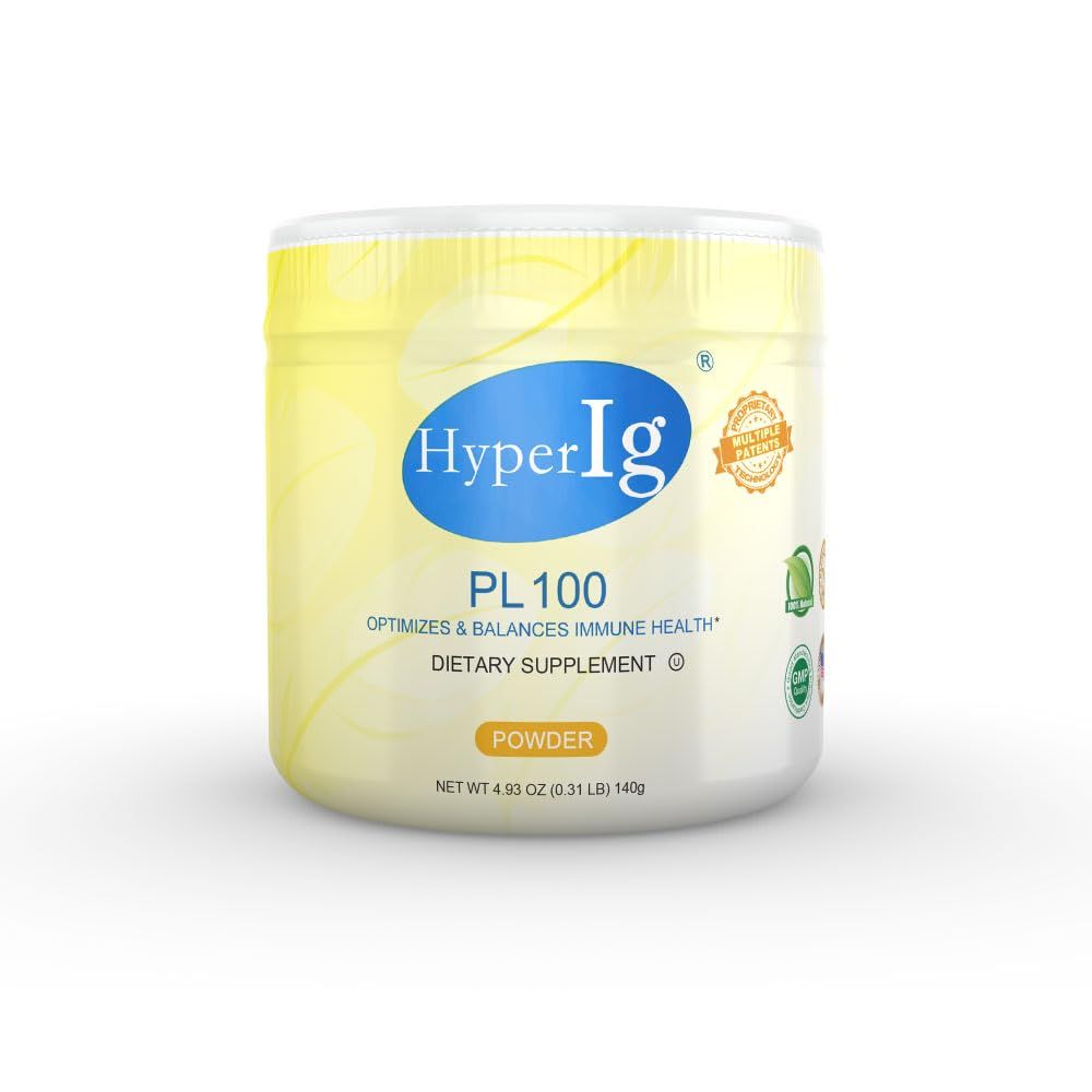 HYPERIG PL-100 Protein Powder Original Hyperimmune Egg Supplement - Immune Boost, Digestive Support, Joint Care, Energy, and Muscle Strength in One Formula, 140 Grams - 1 Canister