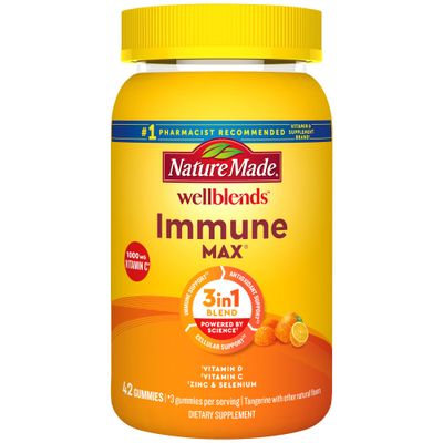 Nature Made Wellblends ImmuneMAX Gummies, Vitamin C 1000mg + Zinc, Selenium, &amp; Vitamin D3 5000 IU, Immune Support Supplement, 42 Gummies