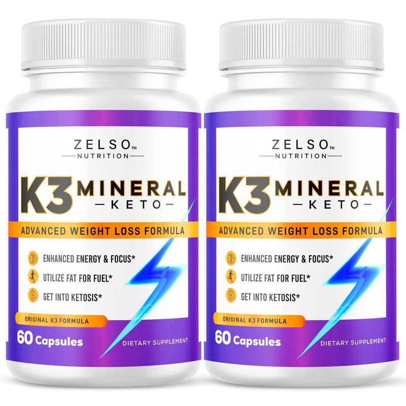 (2 Pack) K3 Mineral Weight Loss Pills for Women and Men - K3 Salt Mineral, Vitamin + K3 Capsules Supplement for Weight Loss - 60 Days Supply