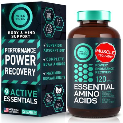 Essential Amino Acids Supplement - 3,000mg Amino Complex + All 9 Best Amino Acids for Muscle Growth, Power and Recovery - Leucine Amino Acid, Lysine, Isoleucine, Tryptophan - 120 Vegan, BCAA Capsules