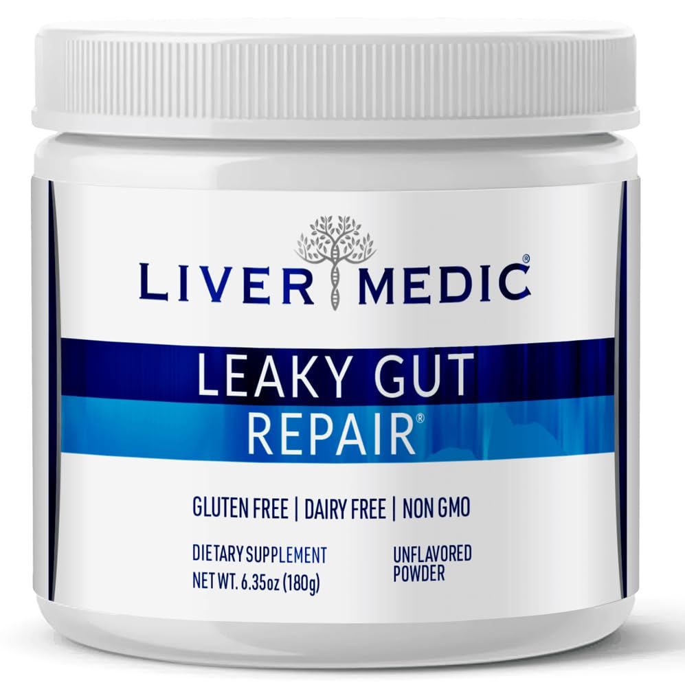 Liver Medic Leaky Gut Repair, L-Glutamine Powder, Soothes Gut Issues; Bloating, IBS, GERD, Gluten-Free Gut Health Supplements. Women &amp; Men (Unflavored) 180g