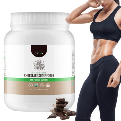 Detox Organics Chocolate Superfood Powder, Detox Cleanse for Your Body, Bloating Relief, Immune Support Supplement Smoothie Detox Mix, Greens Blend Superfood, Low Carb, Vegan (30 Serving Tub)