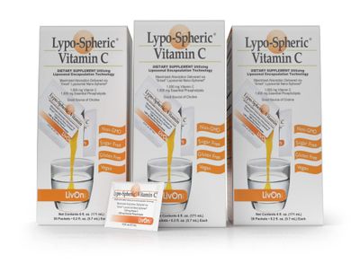 LivOn Laboratories Lypo-Spheric Vitamin C - 3 Cartons (90 Packets) - 1,000 mg Vitamin C &amp; 1,000 mg Essential Phospholipids Per Packet - Liposome Encapsulated for Improved Absorption - 100% Non-GMO