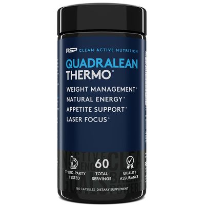 RSP Nutrition QuadraLean Thermogenic Fat Burner for Men &amp; Women, Weight Loss Supplement, Crash-Free Energy, Metabolism Booster &amp; Appetite Suppressant, Diet Pills, 60 Serv (Packaging May Vary)